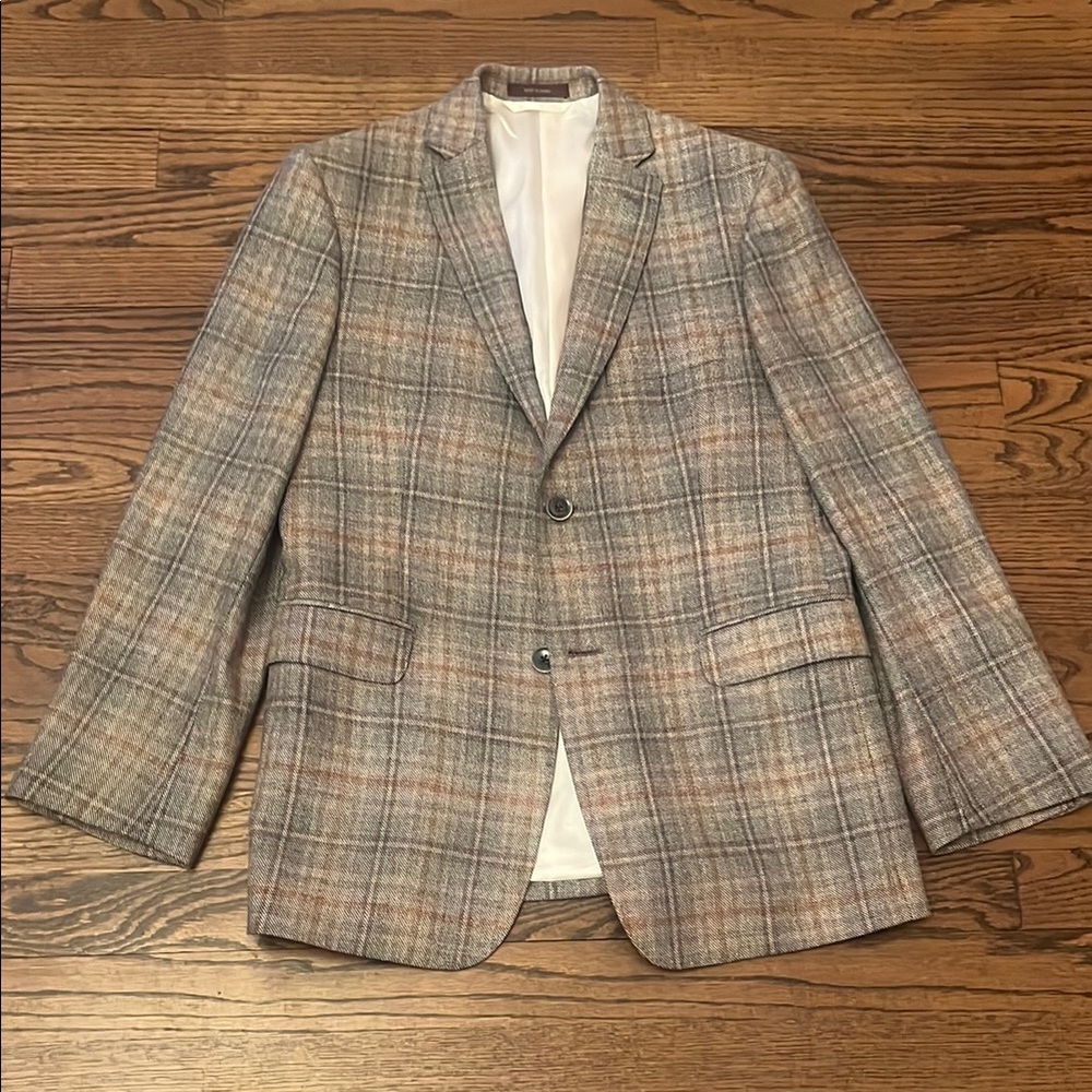 Hickey Freeman Gray and Brown Blazer Timeless Elegance